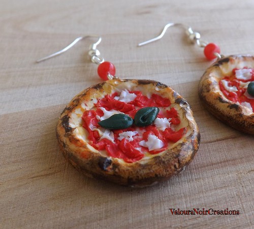 Orecchini PIZZA margherita pizzetta napoli in fimo handmade creati a mano - Foto 5 di 5