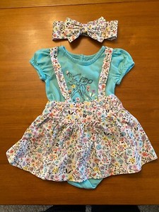 Disney Baby 3 Pc Bambi Outfit Skirt, Bodysuit & Headband EUC 6-9 Mo Adorable!
