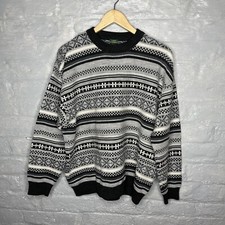 Vintage Ligne Homme Men's Pattern Pullover Wool Blend Jumper - Size 42/46