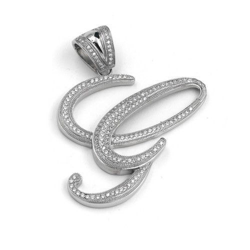 Stainless Steel 316 Pave Men's Initial Pendant - Picture 9 of 36