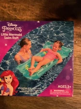 Disney Princess Little Mermaid Swim Raft Pool Float Inflatable 41”x19"x6”Ages 3+