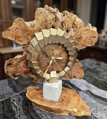 Clock Olive Wood Art. ''The Grate Escape Of The Time''
