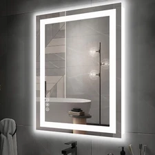 Dual LED Lighted Bathroom Mirror,Smart Memory Function,Anti-Fog Vanity Mirror