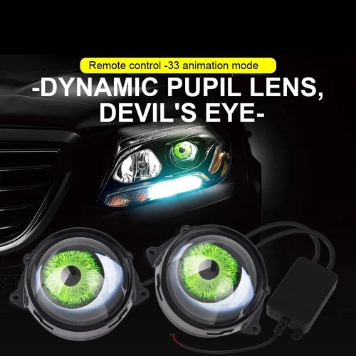 3" Car Motorcycle Dynamic LED Devil Eyes Light Bulb Headlight Kit Remote Control - Bild 9 von 20