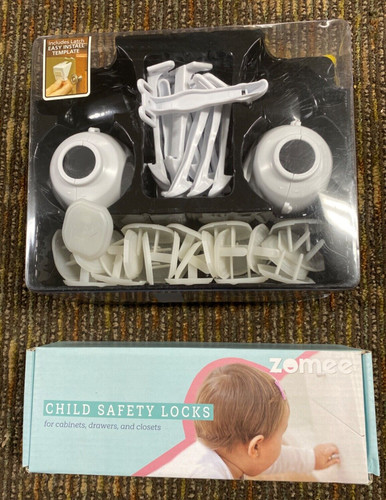 Lot of Child Safety Cabinet & Drawer Latches, Outlet Covers, Door Knob Covers