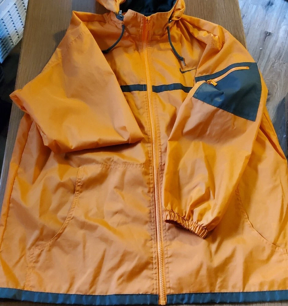 Nike Loose Fit Windbreaker Packable Hoodie Orange Full Zip Jacket Size L