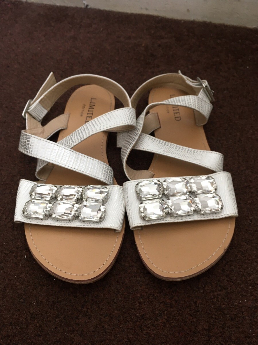 Ladies White Limited Edition Mock Croc Sandals Size UK