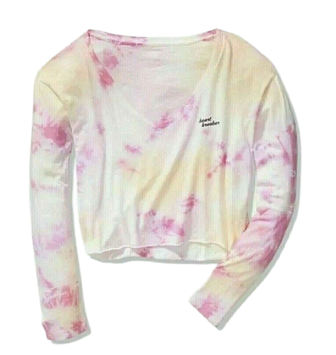 VICTORIAS SECRET PINK HEARTBREAKER SHIRT CROP TOP LONG SLEEVE LOGO