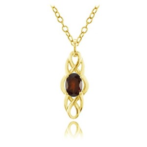 Authentic Celtic Knot Oval Garnet Drop Necklace in Gold Plated Sterling Silver