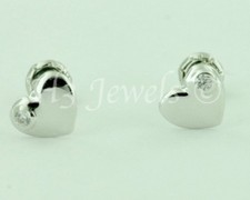 14k Solid White gold kids CZ Stud Heart earring earrings Screw back 5551