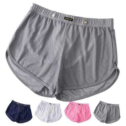 Stylish Men's Seethrough Mesh Lounge Boxer Shorts Sexy Underwear Briefs Boxer US