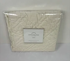 Pottery Barn Washed Velvet Standard Sham IVORY Double Diamond Stitch