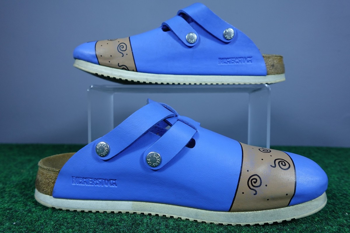 Birkenstock Boston Shoes Womens Size 10 Blue Leather Clogs Dog