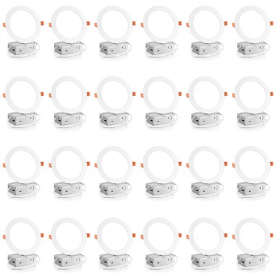 24 Pack 6 Inch 5CCT Ultra-Thin LED Recessed Ceiling Light with Junction Box, ...