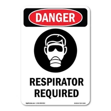 Respirator Required ANSI Danger Sign Metal Plastic Decal