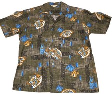 Vtg 1950s 1960s Hookano Hawaiian Aloha Shirt M Tiki Fish Lanterns Royaly