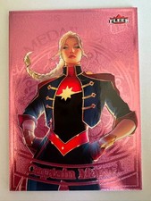 2024 UD Marvel Fleer Ultra Matriarchs Medallions Pink Captain Marvel M-50