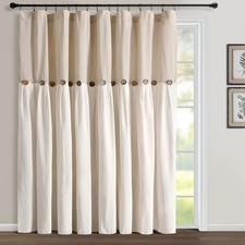 Linen Button Window Curtain Panel, Single 100" W x 84" L, Linen - Extra Wide
