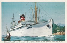 Vintage Postcard TES Jamaica Ship Great White Fleet United Fruit Company