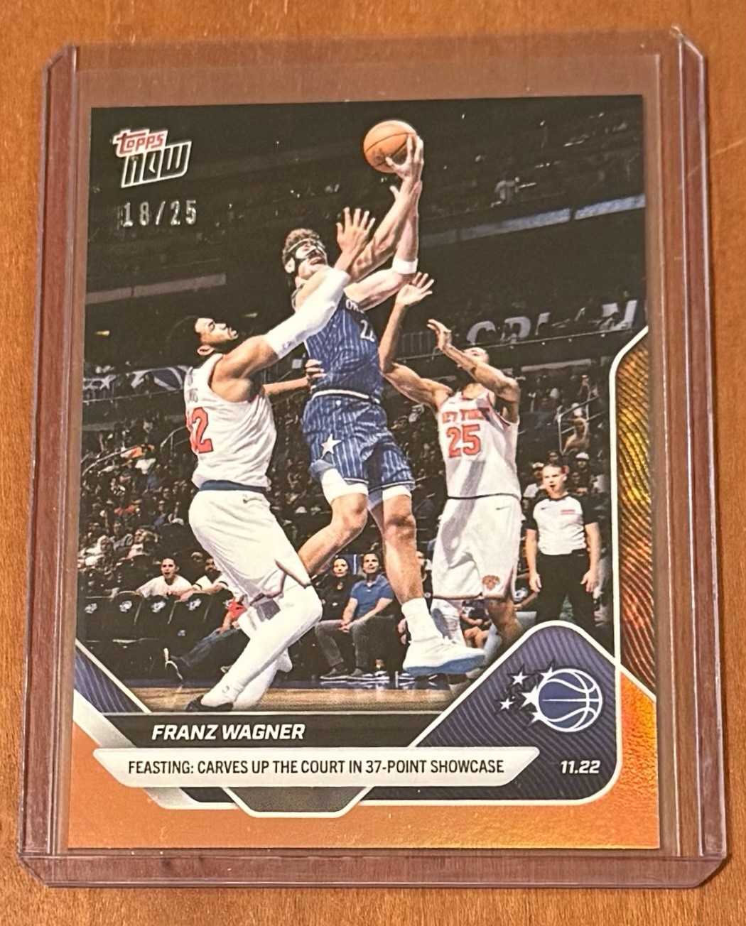 2025 TOPPS NOW NBA #62 FRANZ WAGNER - NUMBERED 18/25 ORANGE PARALLEL