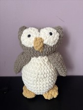 Homemade Grey  White Crochet Owl Plush 7  