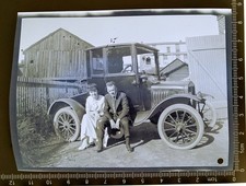 Vintage Photo NEGATIVE Man and Woman Sitting on Old Automobile Fender