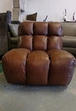 Cousins Designer Jacques Brown Leather  360-Degree Swivel Chair Sofa Wooven