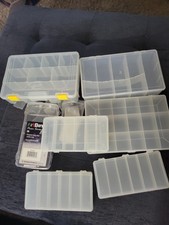 Storage Containers Clear Plastic Bead/ Fishing- Lot of 7- Craft Organization