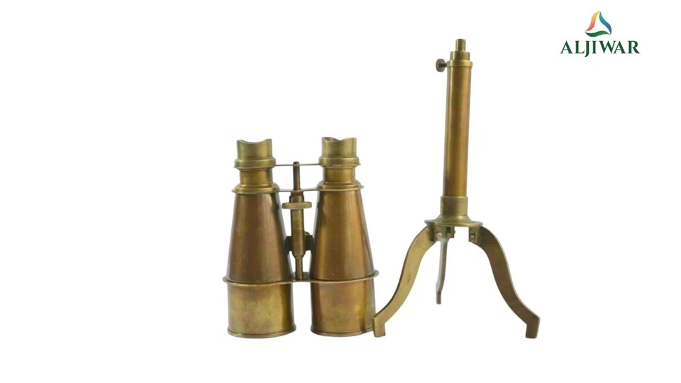 Antique Marine Brass Nautical Binocular With Tripod style Table Standing Gift - Image 2 of 3