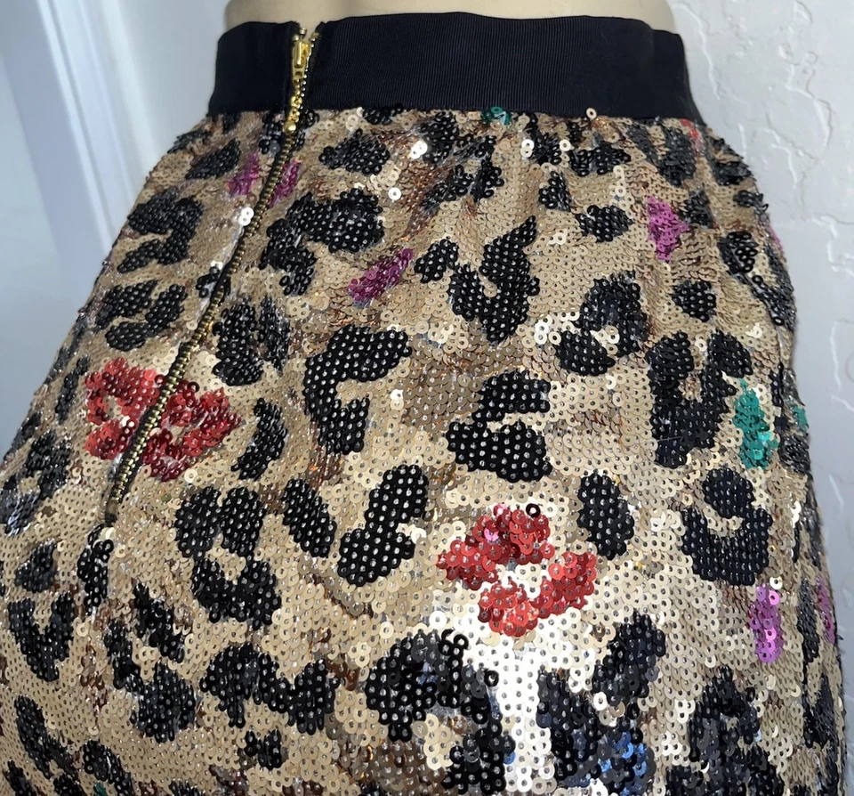 Kate Spade New York Marsha Pop Art sequin leopard 🐆 Mini Skirt Sz 0 26” Waist - Image 4 of 4