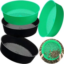 4 Pack Rock Garden Sieve Soil Sifter, Round Plastic Gardening Soil Sifting Pa...