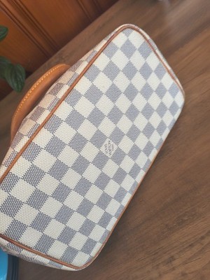 Louis Vuitton Damier Azur Saleya PM featuring the signature checkerboard pattern