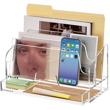 SANRUI Clear Desk Organizer Holder with Drawers Acrylic Desktop Manila folders