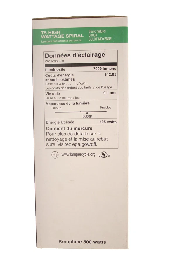 Halco ProLume T5 Natural White Spiral Bulb CFL 105/50/277V 105 Watt 5000K Normal - Image 3 of 3