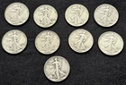 Lot of 9 Walking Liberty Half Dollars Mixed Dates
