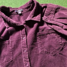 Romans Wide Whale Corduroy Shirt Womens 5X 30 Button Jacket Shacket Purple Jewel