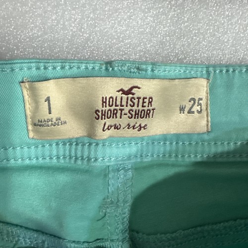Hollister Short Short Low Rise Denim Shorts Size 1 (25W) VERY Nice! Color Aqua - Picture 2 of 7
