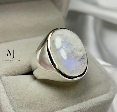 Natürlicher Mondstein Ring Sterling Silber 925 Handarbeit Statement Schmuck für Herren