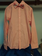 NWT Boy's VAN HEUSEN DRESS SHIRT with TIE SET GERAMIUM PINK with CHECK TIE