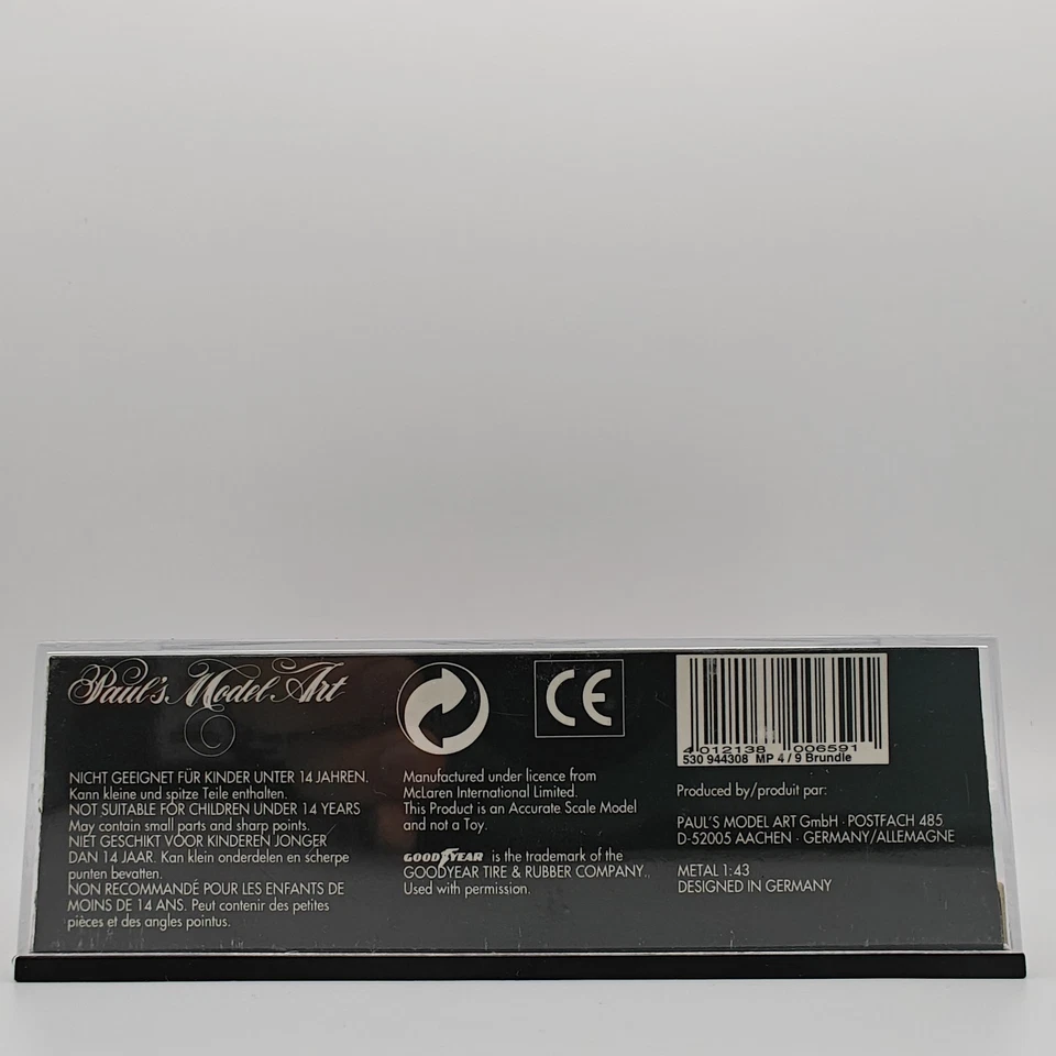 MinichampsF1 1/43 McLaren MP 4/9 Peugeot M. Brundle Diecast Fórmula 1 Car Race Foto 3 de 4