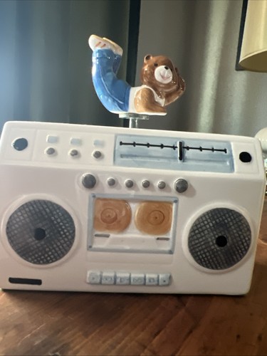 Music Box ceramica 1984 flash dance boom box break dancing bear con scatola Roman Inc - Foto 4 di 20