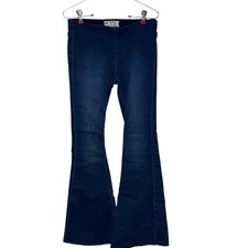 Free People Women's Jeans Flared Leg Pull On Dark Wash Bell Bottom Denim Blue 26