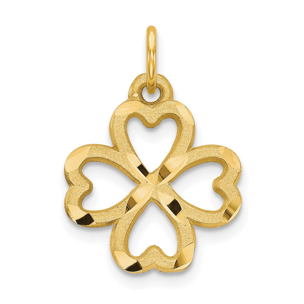 10k Yellow Gold 4-Leaf Clover Pendant 0.66gm L-25mm, W-21mm