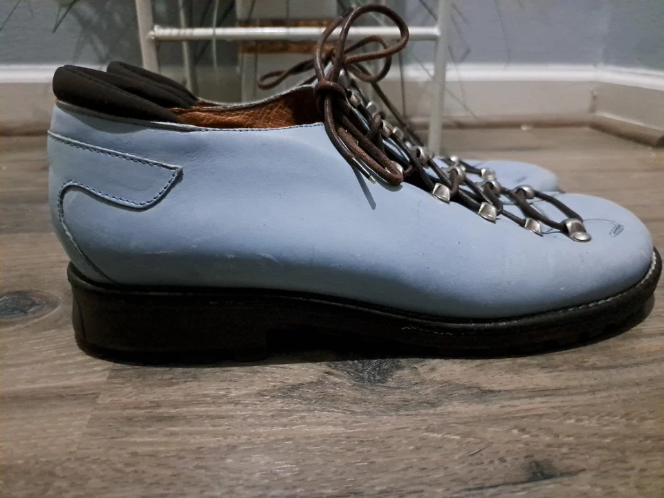 Sapatos femininos Donald J Pliner com cadarço 9,5 M couro azul Itália  - Imagem 4 de 4