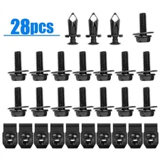 28pc Car Engine Splash Shield Bumper Hardware Kit Body Bolt Screw Nut Clip Rivet