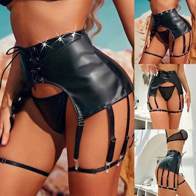 Damen Strapshalter Ganzjahres Daily Kunstleder weiblich für Overknee Strümpfe