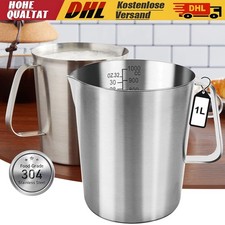 Edelstahl Messbecher 1 L rostfrei Milchkrug Kanne Meßbecher Meßkanne 1000ml