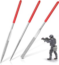 Honoson 3 Pcs Miniature and Model Files, Diamond Small Metal Needle File Set wi