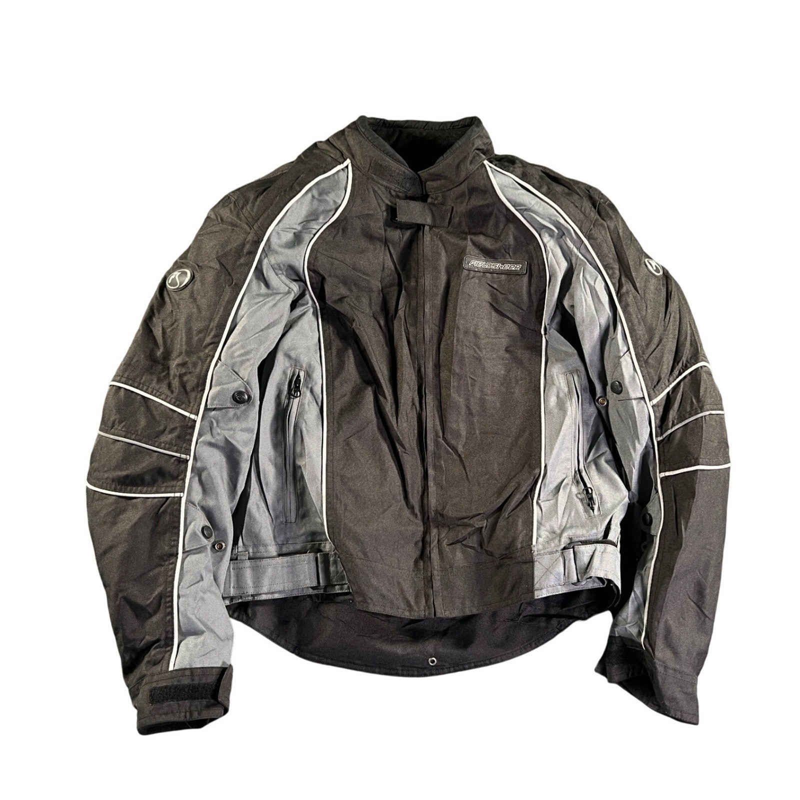 Fieldsheer Motorcycle Jacket Mens Large Black Paded RainGuard Reflective Biker