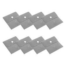 8Pcs 4x4 Inch Jewelry Pouches Velvet with Snap Button for Rings Grey